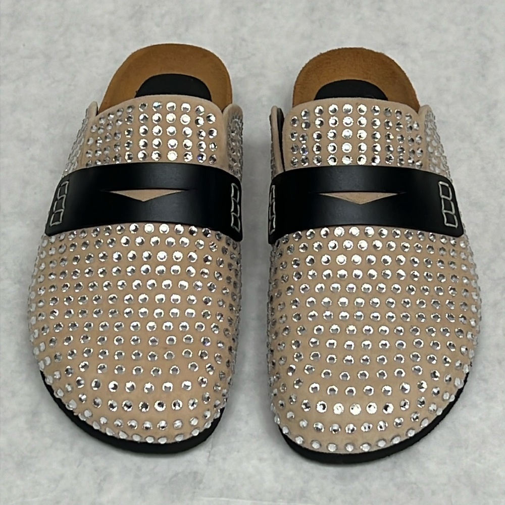 JW Anderson Crystal Embellished Suede Slides